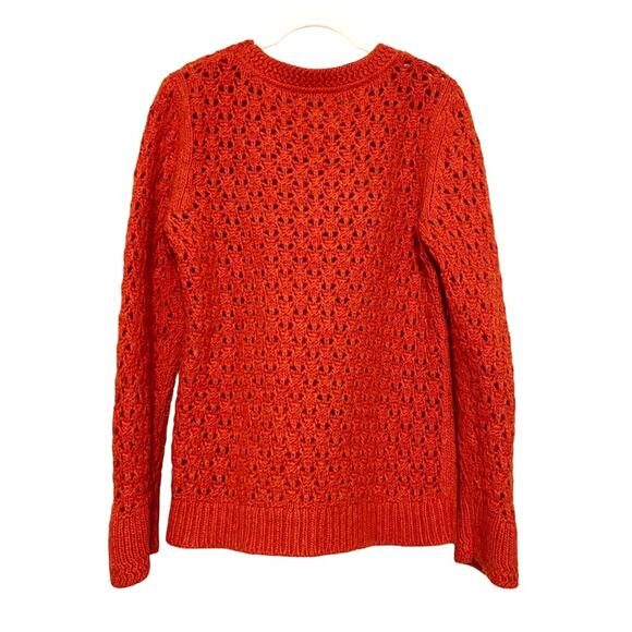 Banana Republic Star Stitch Crochet Sweater in Tamale Womens L - Picture 2 of 9